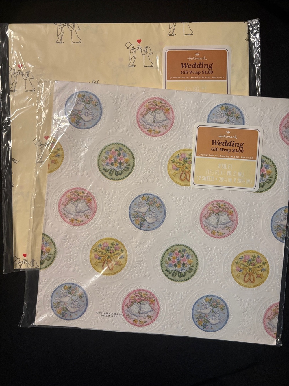 Vintage 1970s 1980s Hallmark wedding gift wrapping paper